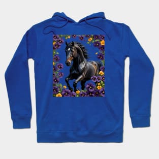 A New Jersey Horse Surrounded By Common Violet Flowers 2 Hoodie